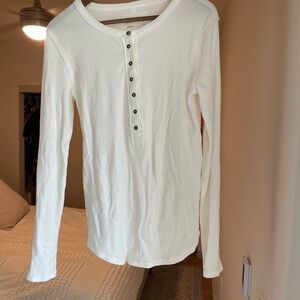 We The Free Cream Button Down Polo Shirt